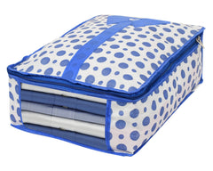 Kuber Industries Dot Print Cotton Shirt Cover/Clothing Organizer/Wardrobe Organizer For Home, Traveling Pack of 3 (Black) 54KM4182