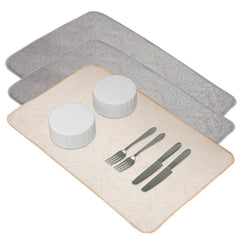 Kuber Industries Dish Dry Mat | Microfiber Self Drying Mat | Kitchen Drying Mat | Water Absorbent Kitchen Mat | Embossed Dish Dry Mat | 38x50 | Pack of 3 | Multicolor