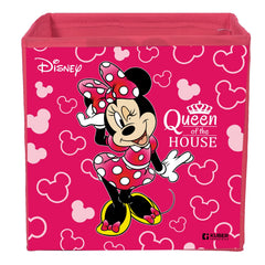 Kuber Industries Disney Minnie Print Foldable Laundry Basket|Clothes Storage Basket With Handle & Lid,Pack of 3 (Pink)