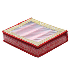 Kuber Industries Brocade Hardboard 2 Pieces Four Rod Bangle Box (Red) - CTKTC22895