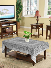 Heart Home Floral Printed Home Decorative Luxurious 4 Seater Cotton Center Table Cover/Table Cloth, 40"x60" (White & Grey)-44HH072