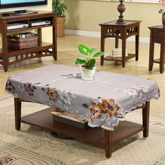 Heart Home Flower Printed Home Decorative Luxurious 4 Seater Cotton Center Table Cover/Table Cloth, 40"x60" (Red & Cream)-44HH098