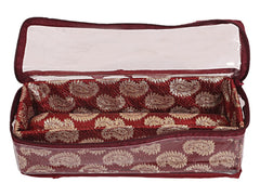 Heart Home Feather Design Laminated 1 Rod Box, Organizer For Bangle, Watches, Bracelets, Jewellery With Tranasparent Top - Pack of 2 (Maroon)-47HH0196