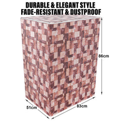 Heart Home Washing Machine Cover | Brick New Check Design Washing Machine Cover | PVC Top Load Semi-Automatic Washing Machine Cover | Brown