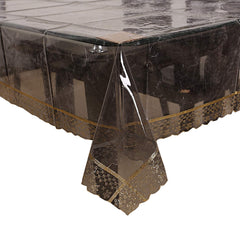 Kuber Industries Golden Lace PVC 4 Seater Centre Table Cover - Transparent (CTKTC01210)