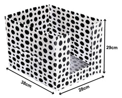 Kuber Industries Dot Print Non-Woven Fabric 2 Pieces Foldable Cloth Storage Boxes Organizer for Wardrobe With Handle (Black & White)-KUBMART16081