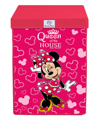 Heart Home Minnie Print Non-Woven Laundry Basket, Clothes Hamper For Laundry Closet, Bedroom, Bathroom With Lid & Handles (Pink) 54HH4089.