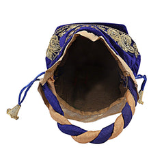 Kuber Industries Velvet 1 Pieces Women Potli Bag (Blue) -CTKTC5913,Standard