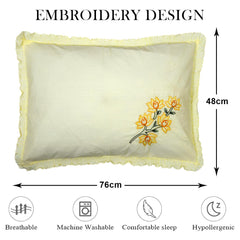 Heart Home Pillow Cover | Cotton Pillow Cover | Pillow Cover for Bedroom | Cushion Cover for Living Room | Embroidery Frill with Zip Pillow Cover | 20x30 Inch | Set of 4 | Multi