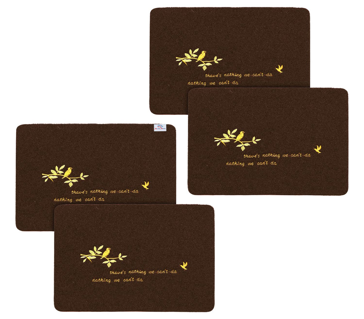 Heart Home Microfiber Door Mat for Porch/Kitchen/Bathroom/Laundry Room,Pack of 4 (Brown) 54HH3983.