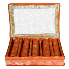 Heart Home Multipurpose Feather Design Laminated 5 Rod Bangle Box/Organizer/Case With Tranasparent Top (Orange)-47HH0161