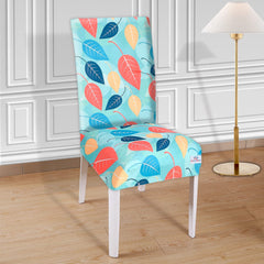 Heart Home Leaf Printed Elastic Stretchable Polyster Chair Cover for Home, Office, Hotels, Wedding Banquet- Pack of 2 (Multicolor)-50HH0889