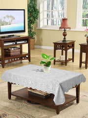 Heart Home Rose Printed Cotton 4 Seater Center Table Cover,40"x60" (White)-44HH079