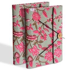 Heart Home Floral Print Handicraft Notebook/Diary with Lock System for Home, Traveling, Office Pack of 2 (Green) 52HH4020
