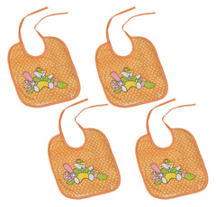 Kuber Industries Unisex Baby Cotton Super Bib, Baby Bib, Washable, Stain And Odor Resistant-Pack of 4 (Orange)-HS43KUBMART25524