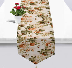 Kuber Industries Flower Design Cotton Table Runner for Family Dinners or Gatherings, Indoor or Outdoor Parties & Everyday Use, 16"x68"inch (Orange), Standard (HS39KUBMART023535)