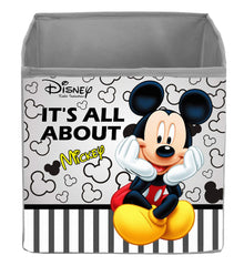 Kuber Industries Disney Mickey Print Non Woven 4 Pieces Fabric Foldable Storage Cube For Toy,Books,Shoes Storage Box With Handle,Extra Large (Grey)-KUBMART16134