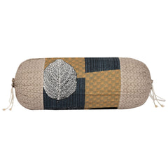 Kuber Industries Leaf Print Soft & Luxurious Decorative Cotton Bolster Cover (Pack of 4, Cream)