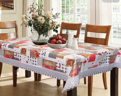 Kuber Industries Dining Table Cover 6 Seater|Table Cloth|Table Cover for Home, Restaurant|Checkered|Cream