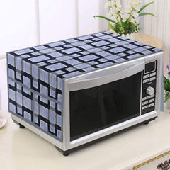 Heart Home Check Printed PVC Decorative Microwave Oven Top Cover with 4 Utility Pockets (Grey)