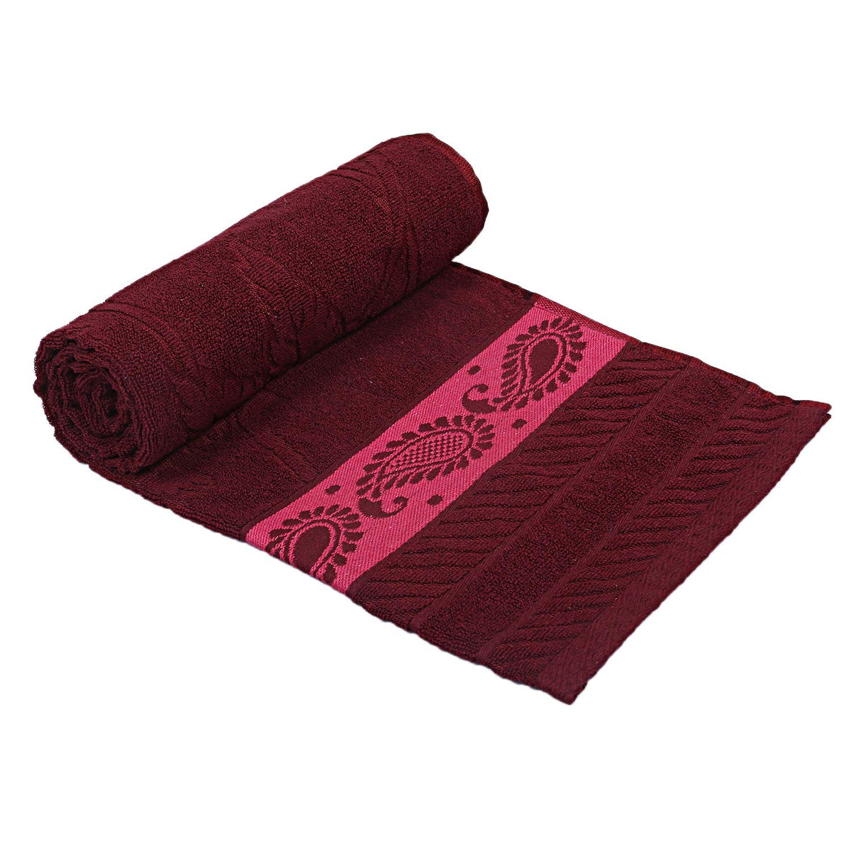 Kuber Industries Cotton Bath Towel 400 GSM (1 Pc, Red, Maroon)