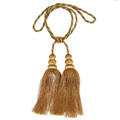 Kuber Industries Polyester 2 Pieces Curtain Tie Back Tassel Set (Gold) CTKTC33493
