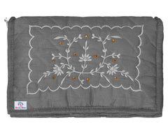 Heart Home Embroidery Design Satin Jewellery Organizer For Small Jewellery With 4 Pouches Pack Of 2 (Grey) 54HH4069.