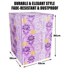 Heart Home Washing Machine Cover | Flower Print Washing Machine Cover | Knitting Polyester | Front Load Washing Machine Cover | Purple