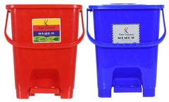 Kuber Industries Square Premium Plastic Pedal Dustbin with Lid for Home/Kitchen/Office 10 Ltr (Red & Blue)-Pack of 2