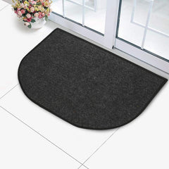 Kuber Industries D-Shape Microfiber Anti Slip Door Mat (14'' x 23'', Grey)-KUBMART12166, Standard
