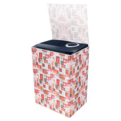 Heart Home Washing Machine Cover | Dil Check Print Washing Machine Cover | Soft PVC | Top Load Semi-Automatic Washing Machine Cover | White