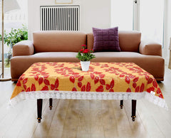 Kuber Industries Leaf Print PVC Table Cover for Denter Table and 4 Seater Center Table,Gold-KUBMART11756, Standard