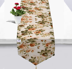 Heart Home Flower Design Cotton Table Runner for Family Dinners or Gatherings, Indoor or Outdoor Parties & Everyday Use, 16"x68"inch (Orange)