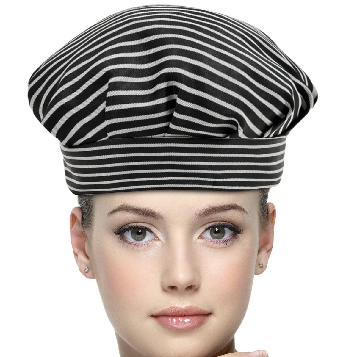 Kuber Industries Linning Design Cotton Chef Cap/Hat for Cooking, Baking, Party Favors, Home Kitchen, Restaurant (Black)-50KM01036