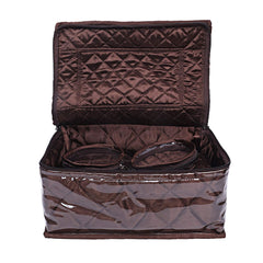 Kuber Industries Laminated Satin Locker Jewellery Kit (Brown), 12 Pouches-CTKTC025666