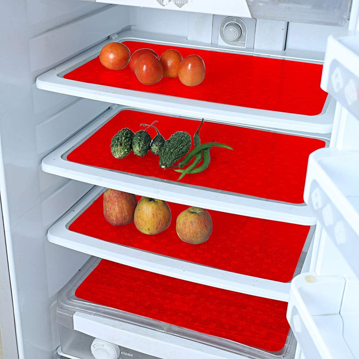 Kuber Industries Checkered Design PVC Rectangular Dining Table Placemat Set (CTKTC013708, Red) - 6 Pieces