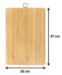 Heart Home Square Thick Wooden Bamboo Kitchen Chopping Cutting Slicing Board with Hook- Pack of 2 (Brown)-HS43HEARTH25577