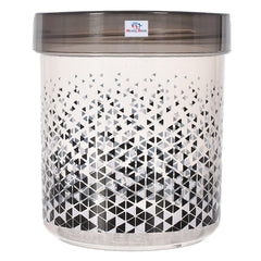 Heart Home Tringle Printed Plastic Storage Container For Cereals, Spices, Dry fruits, Snackes With Lid, 500ml & 1000ml Pack of 6 (Black)-46HH0549