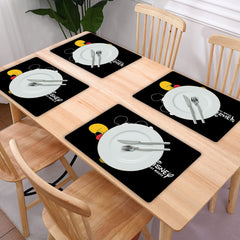 Heart Home Multiuses Mickey Mouse Print PVC Table Placemat with 6 Coasters for Kitchen, Dining Table Set of 6 (Black) 52HH4054