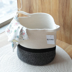 Kuber Industries Cotton Woven Storage Basket With Handle|Shelf Basket Hamper|Organizer for Toys, Socks, Cosmetic|Capacity 8.6 L|Multicolor|