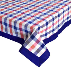 Heart Home Check Print Cotton Center Table Cover/Table Cloth for Home Decorative Luxurious 4 Seater, 60"x40" (Blue) 54HH4256.