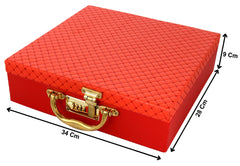 Kuber Industries 4 Rods Bangle Organizer Box Soft Leather Coated Jewelry Storage Case with Small Mirror & Lock System (Gold) (HS_37_LUGGAGE020323)