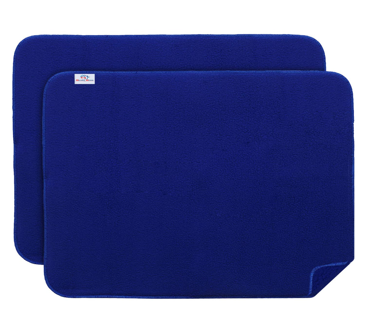 Heart Home Microfiber Reversible Dish Drying Mat with Absorbent Parity for Kitchen 19"x 15",Pack of 2 (Blue)