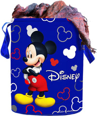 Kuber Industries Disney Print Round Laundry Bag/Bin|Water Proof Canvas Material & 3D Disney Print|Toy Storage & Cloth Organizer with Handles|Size 37 x 37 x 46 Cm,Capicity 45 L (Blue)- CTKTC045421