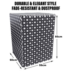 Heart Home Washing Machine Cover | Dot Print Washing Machine Cover | PVC | Top Load Fully-Automatic Washing Machine Cover | Black