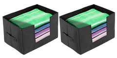Heart Home Multiuses Non-Woven Closet Organizer, Storage Bin, Shelf Storage Oragnizer With Handle- Pack of 2 (Black)-HS43HEARTH26353