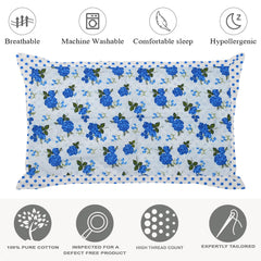 Kuber Industries Dot Print Cotton Pillow Cover- 17x27 Inch, Set of 4 (Blue)