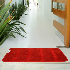 Heart Home Strips Design Cotton Door Mat for Porch/Kitchen/Bathroom/Laundry Room, 24"x16" (Red) 52HH3964
