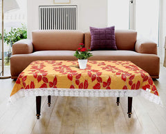 Kuber Industries Floral PVC 4 Seater Center Table Cover - Red