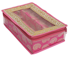 Heart Home Multipurpose Feather Design Laminated 2 Rod Bangle Box/Organizer/Case With Tranasparent Top - Pack of 2 (Pink)-47HH0223